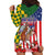 Kentucky Horses Racing Hoodie Dress US Flag Grunge and Check Pattern Green Color