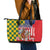 Kentucky Horses Racing Leather Tote Bag US Flag Grunge and Check Pattern Green Color