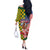 Kentucky Horses Racing Off The Shoulder Long Sleeve Dress US Flag Grunge and Check Pattern Green Color