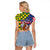 Kentucky Horses Racing Raglan Cropped T Shirt US Flag Grunge and Check Pattern Green Color