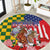 Kentucky Horses Racing Round Carpet US Flag Grunge and Check Pattern Green Color