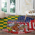 Kentucky Horses Racing Round Carpet US Flag Grunge and Check Pattern Green Color