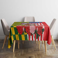 Kentucky Horses Racing Tablecloth US Flag Grunge and Check Pattern Green Color