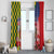 Kentucky Horses Racing Window Curtain US Flag Grunge and Check Pattern Green Color