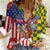 Kentucky Horses Racing Women Casual Shirt US Flag Grunge and Check Pattern Green Color