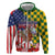 Kentucky Horses Racing Zip Hoodie US Flag Grunge and Check Pattern Green Color