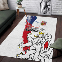 Czechia Independence Day Area Rug National Flag Brush Style and Bohemia Lion