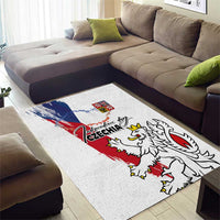 Czechia Independence Day Area Rug National Flag Brush Style and Bohemia Lion
