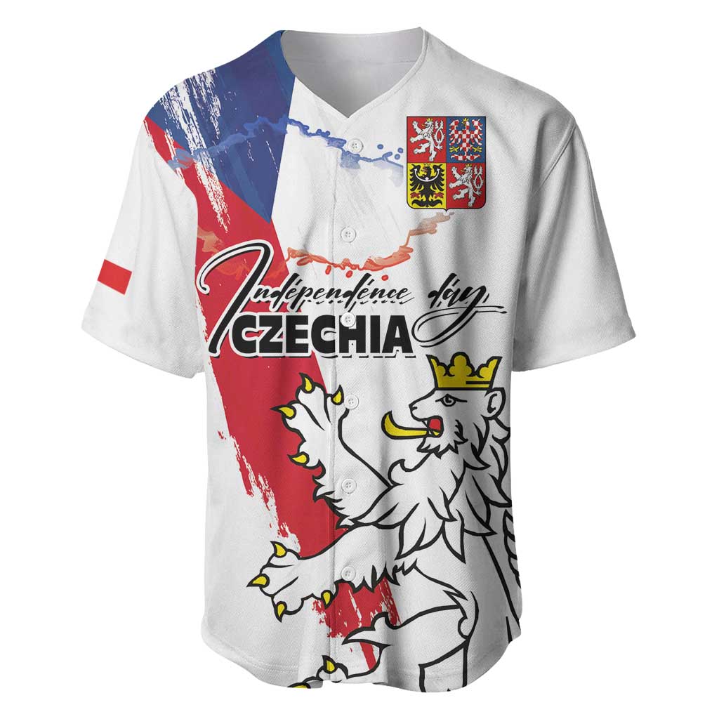 Czechia Independence Day Baseball Jersey National Flag Brush Style and Bohemia Lion