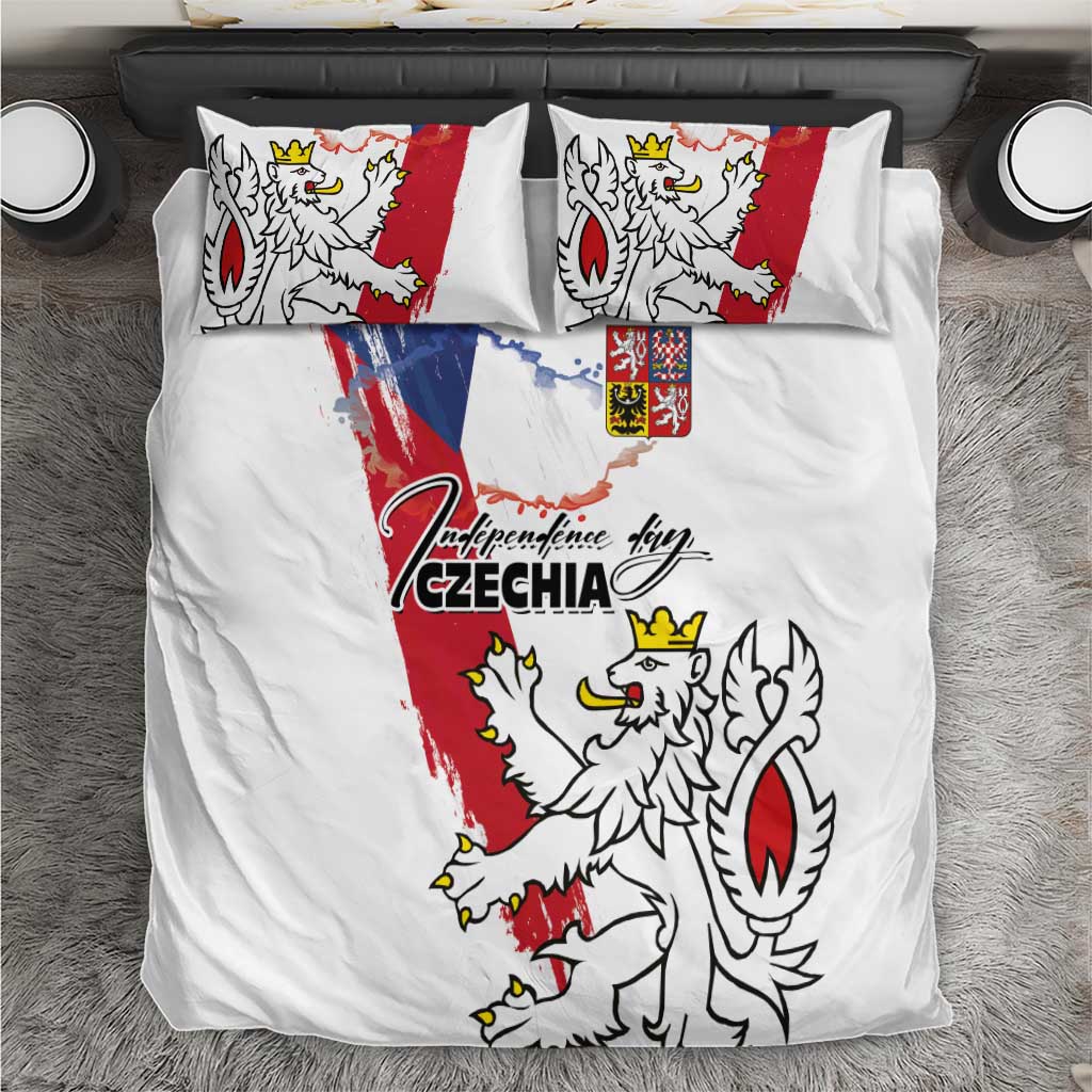 Czechia Independence Day Bedding Set National Flag Brush Style and Bohemia Lion