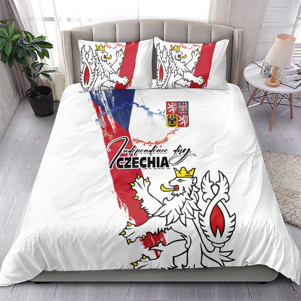 Czechia Independence Day Bedding Set National Flag Brush Style and Bohemia Lion