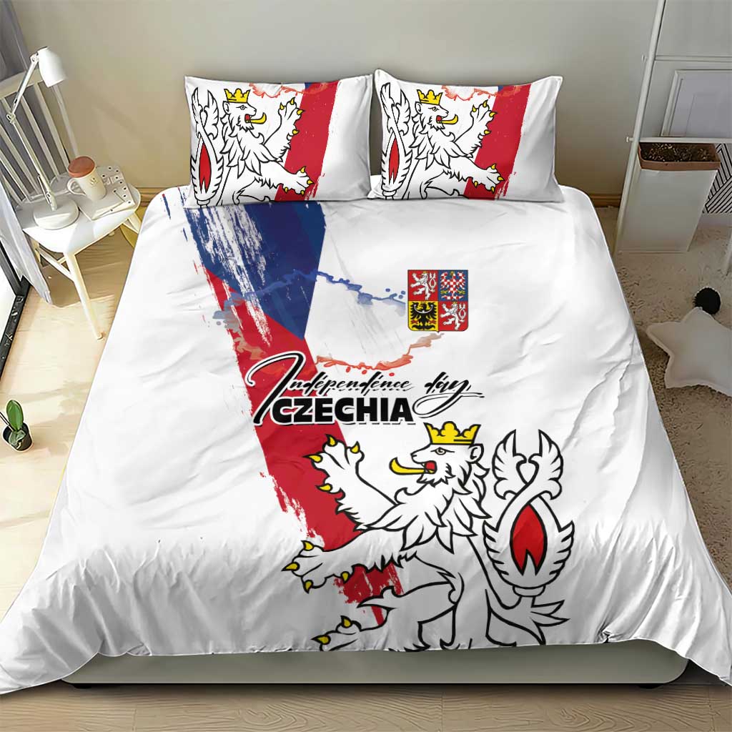 Czechia Independence Day Bedding Set National Flag Brush Style and Bohemia Lion