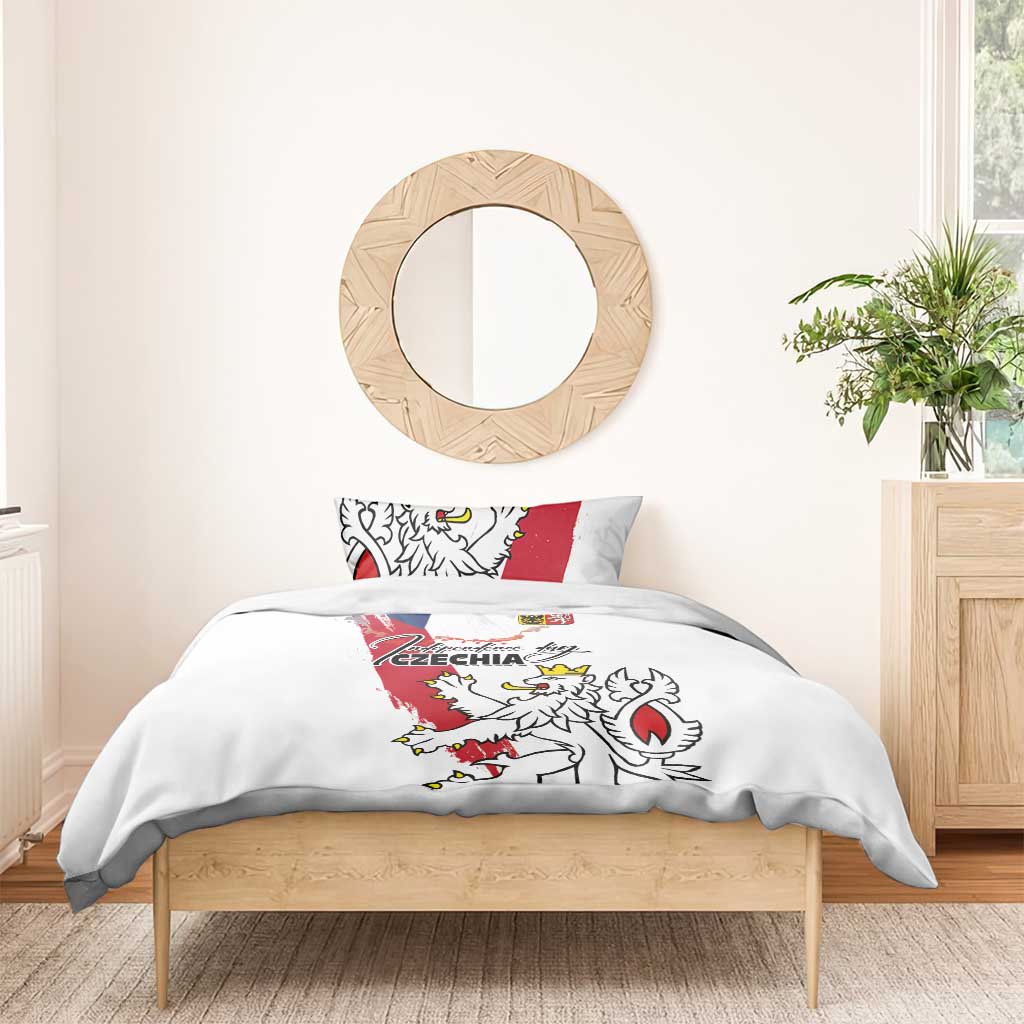 Czechia Independence Day Bedding Set National Flag Brush Style and Bohemia Lion
