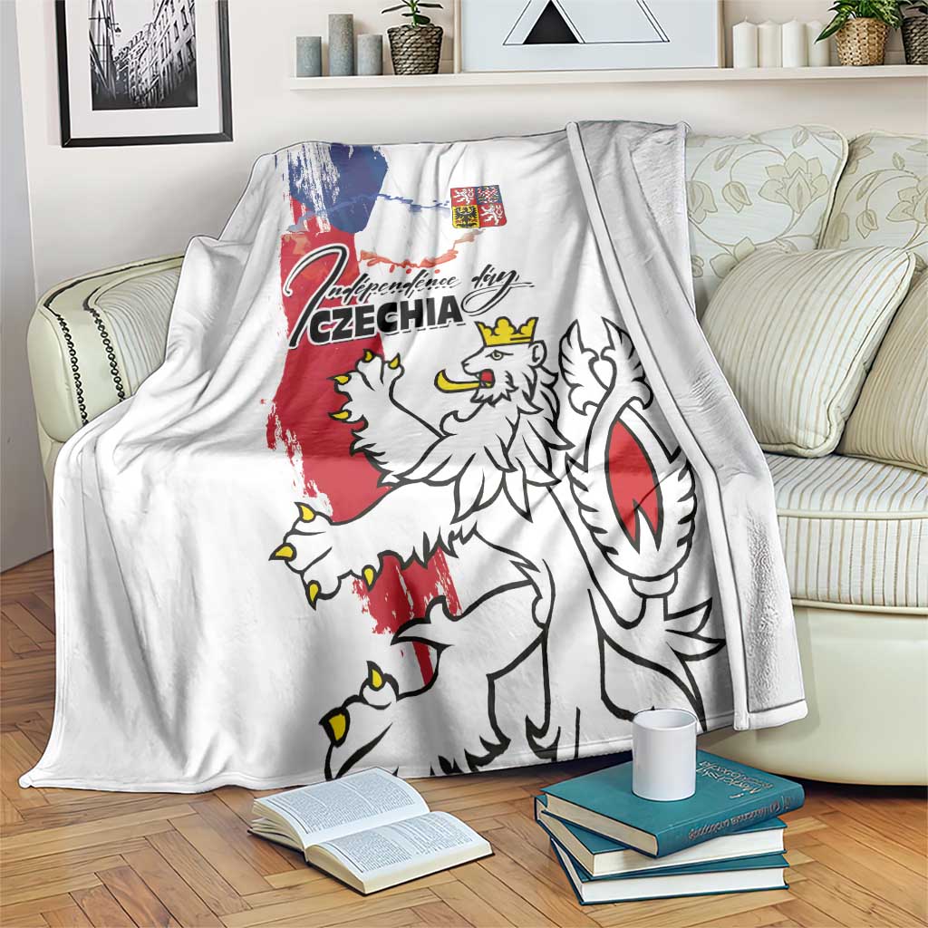 Czechia Independence Day Blanket National Flag Brush Style and Bohemia Lion