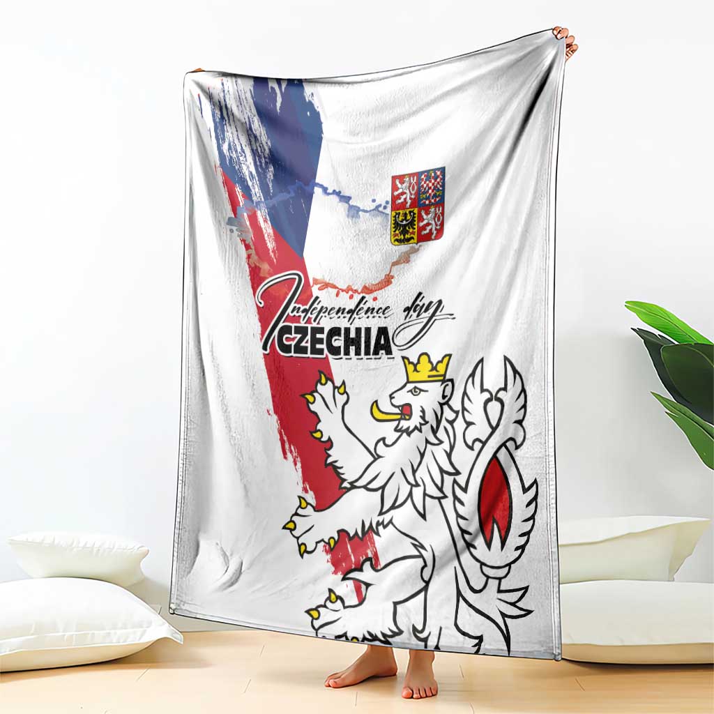 Czechia Independence Day Blanket National Flag Brush Style and Bohemia Lion