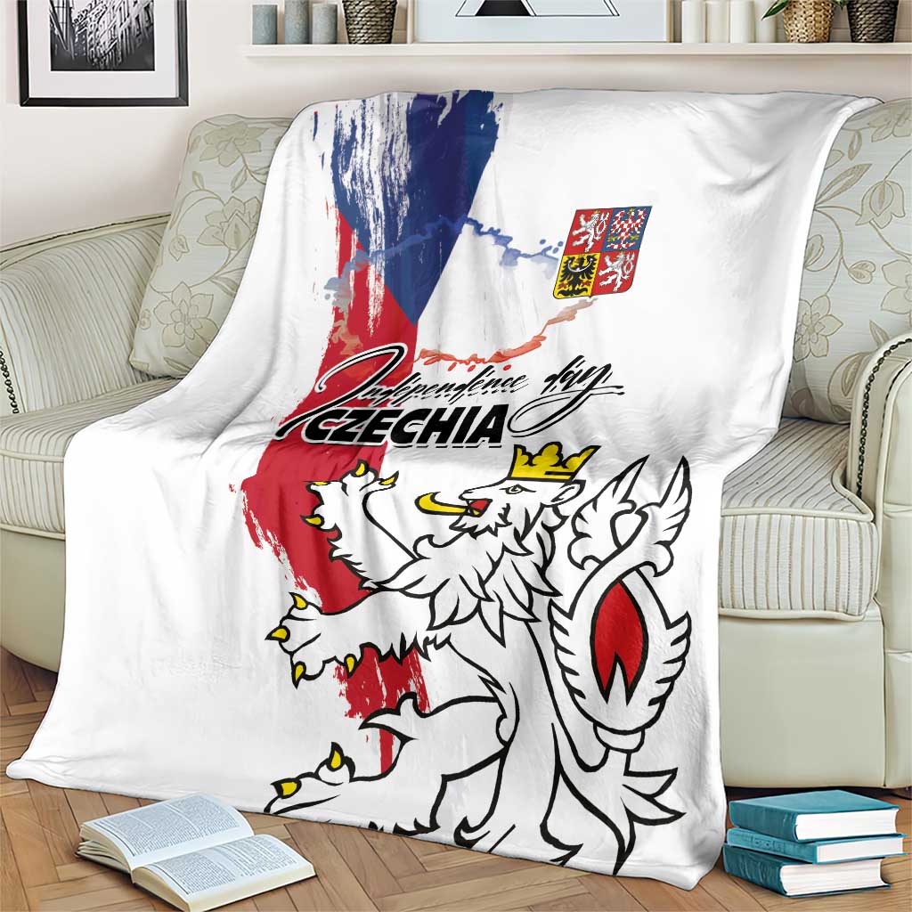 Czechia Independence Day Blanket National Flag Brush Style and Bohemia Lion