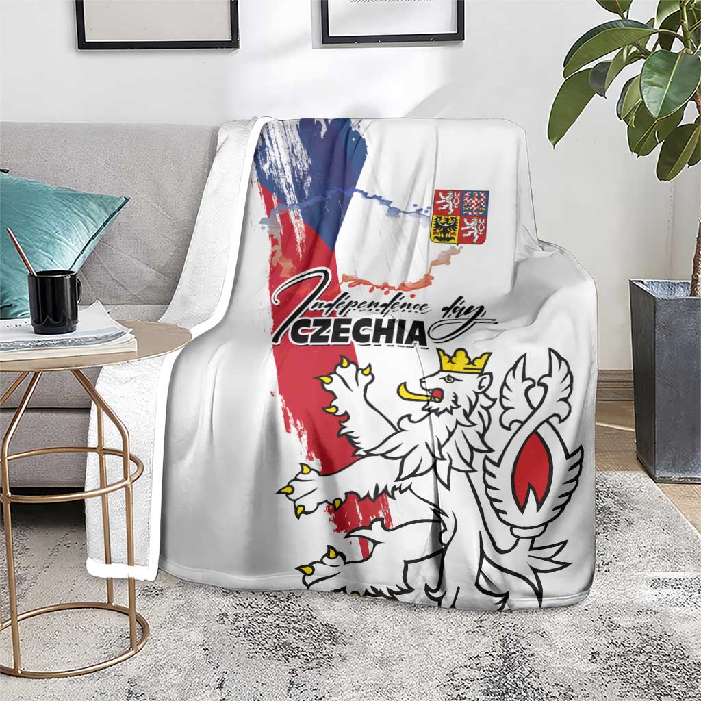 Czechia Independence Day Blanket National Flag Brush Style and Bohemia Lion