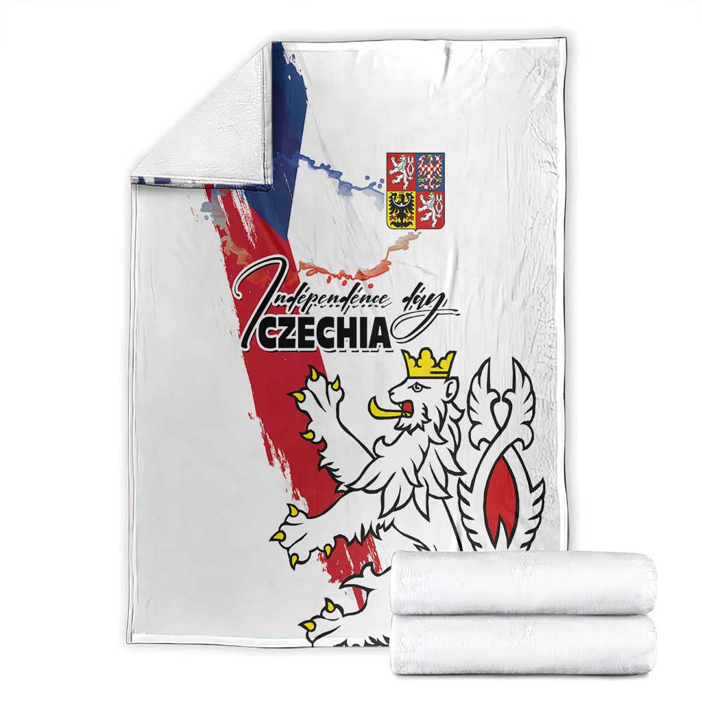 Czechia Independence Day Blanket National Flag Brush Style and Bohemia Lion