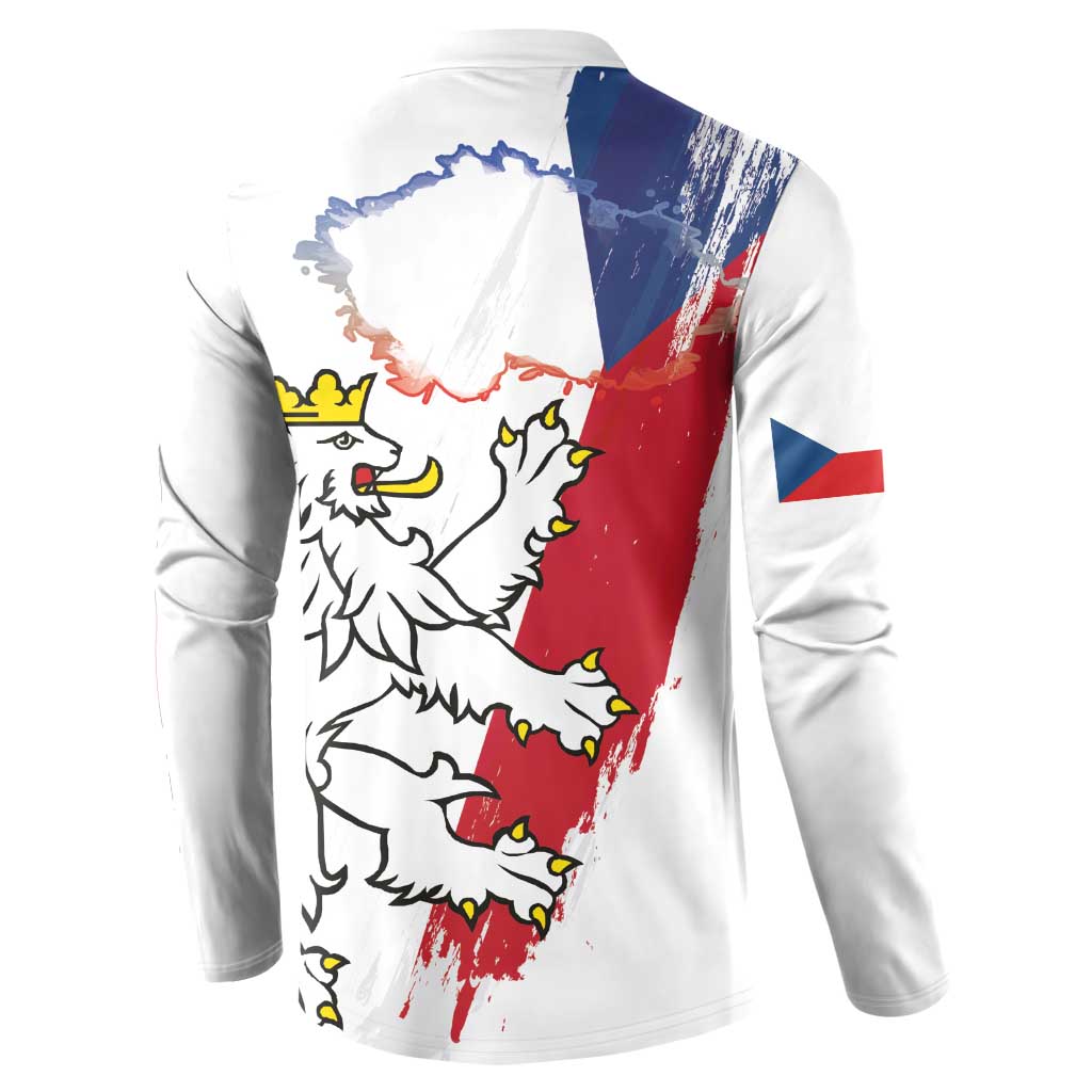 Czechia Independence Day Button Sweatshirt National Flag Brush Style and Bohemia Lion