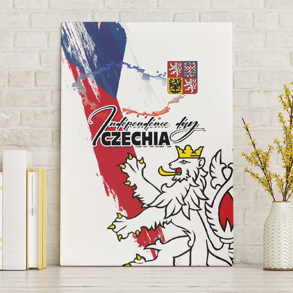 Czechia Independence Day Canvas Wall Art National Flag Brush Style and Bohemia Lion