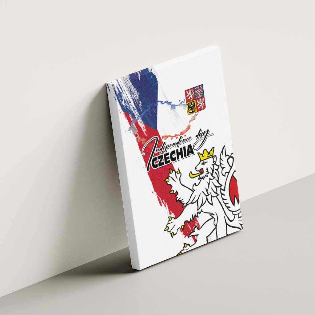 Czechia Independence Day Canvas Wall Art National Flag Brush Style and Bohemia Lion