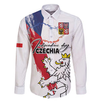 Czechia Independence Day Family Matching Long Sleeve Bodycon Dress and Hawaiian Shirt National Flag Brush Style and Bohemia Lion