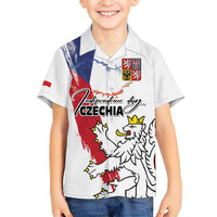 Czechia Independence Day Family Matching Long Sleeve Bodycon Dress and Hawaiian Shirt National Flag Brush Style and Bohemia Lion