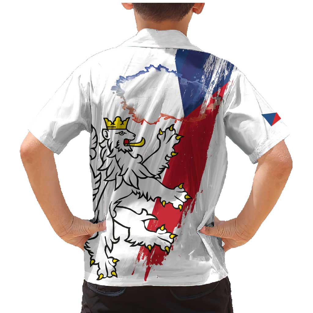 Czechia Independence Day Family Matching Mermaid Dress and Hawaiian Shirt National Flag Brush Style and Bohemia Lion