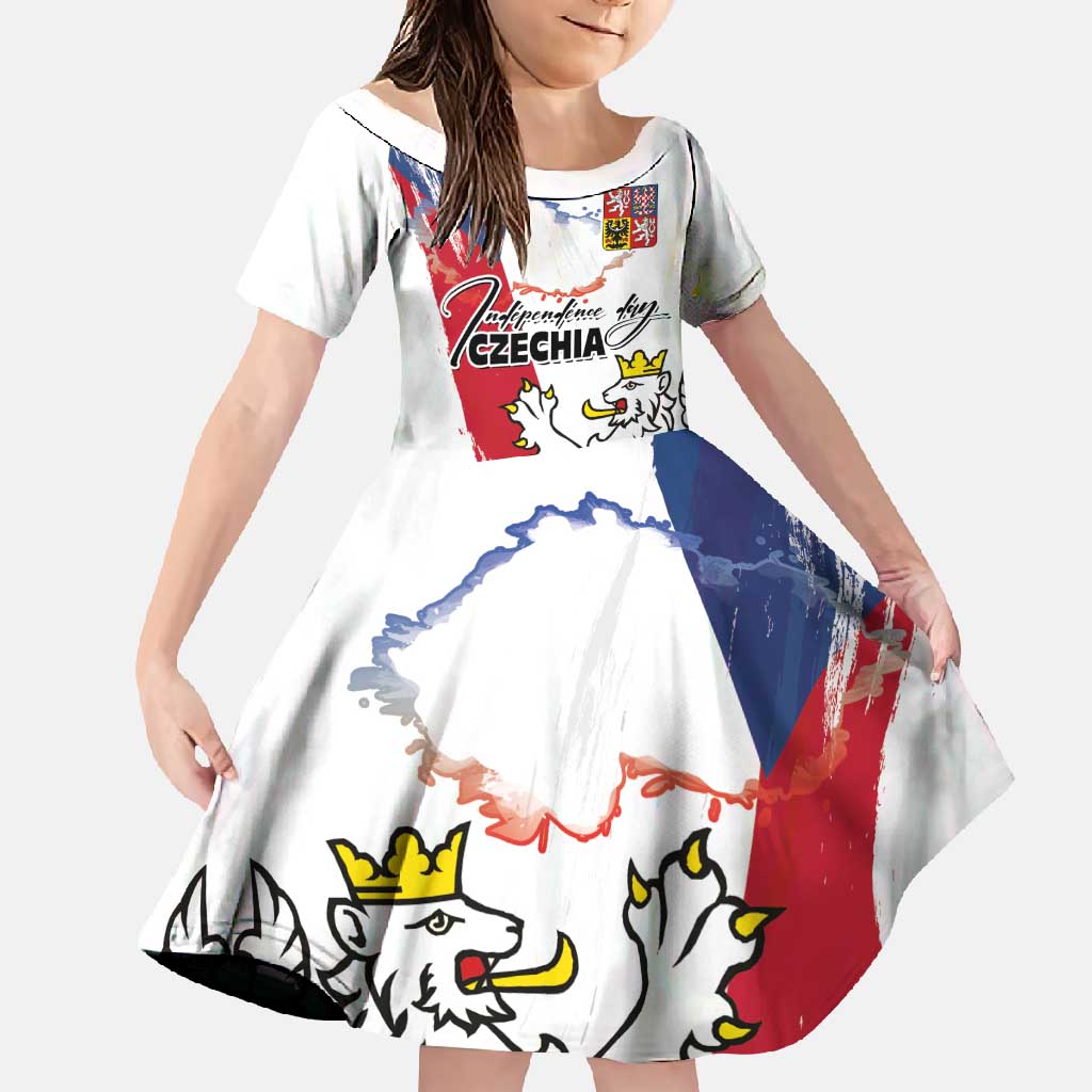 Czechia Independence Day Family Matching Off Shoulder Maxi Dress and Hawaiian Shirt National Flag Brush Style and Bohemia Lion