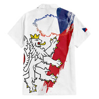 Czechia Independence Day Family Matching Off Shoulder Maxi Dress and Hawaiian Shirt National Flag Brush Style and Bohemia Lion