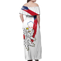 Czechia Independence Day Family Matching Off Shoulder Maxi Dress and Hawaiian Shirt National Flag Brush Style and Bohemia Lion