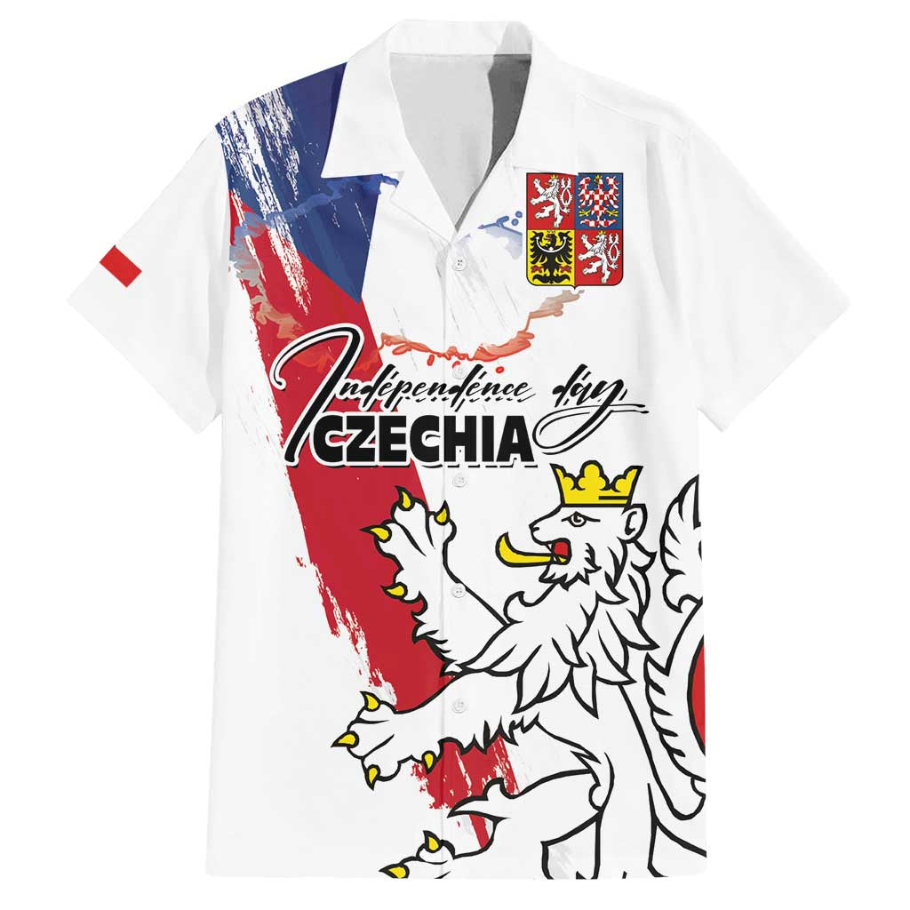 Czechia Independence Day Family Matching Puletasi and Hawaiian Shirt National Flag Brush Style and Bohemia Lion
