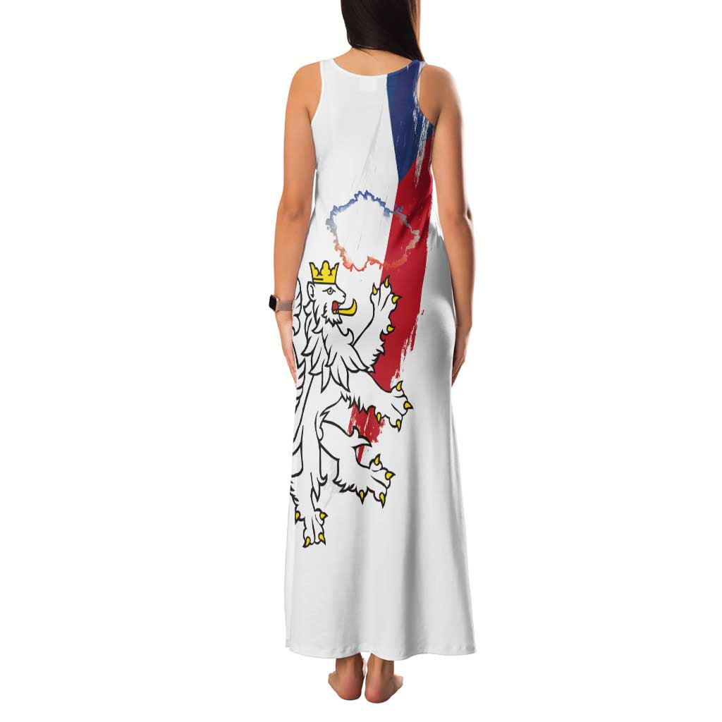 Czechia Independence Day Family Matching Tank Maxi Dress and Hawaiian Shirt National Flag Brush Style and Bohemia Lion
