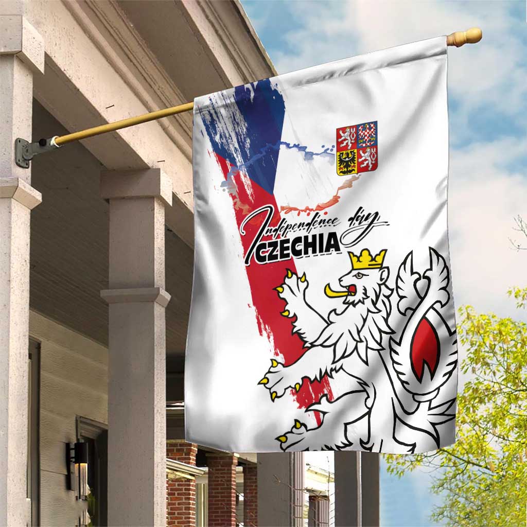 Czechia Independence Day Garden Flag National Flag Brush Style and Bohemia Lion