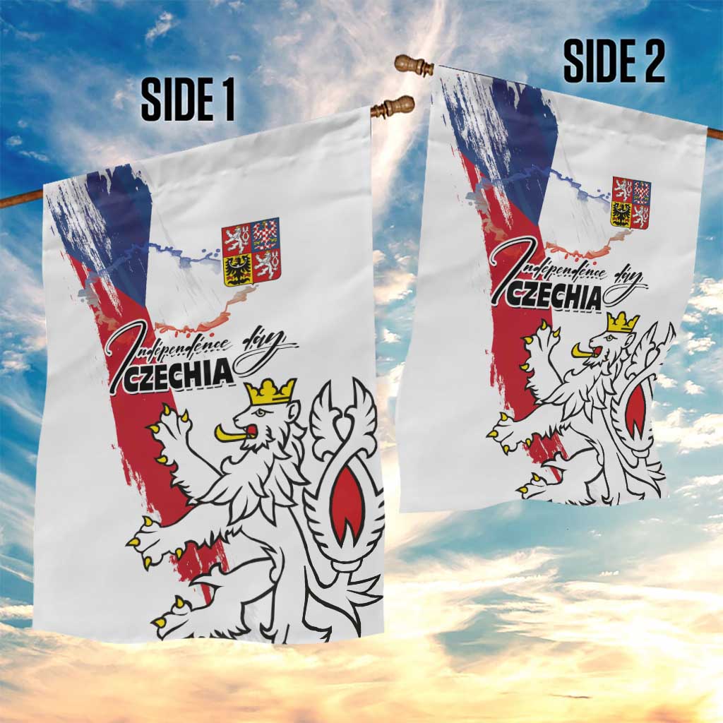 Czechia Independence Day Garden Flag National Flag Brush Style and Bohemia Lion
