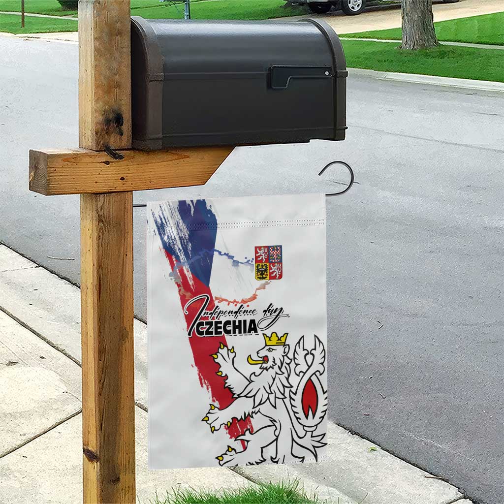 Czechia Independence Day Garden Flag National Flag Brush Style and Bohemia Lion