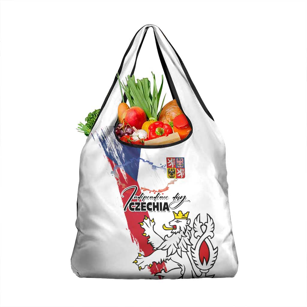 Czechia Independence Day Grocery Bag National Flag Brush Style and Bohemia Lion