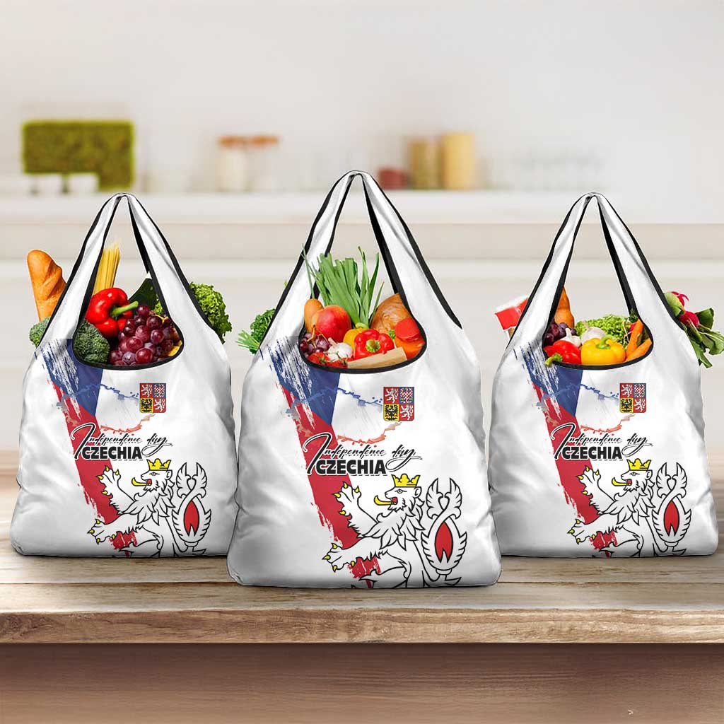 Czechia Independence Day Grocery Bag National Flag Brush Style and Bohemia Lion