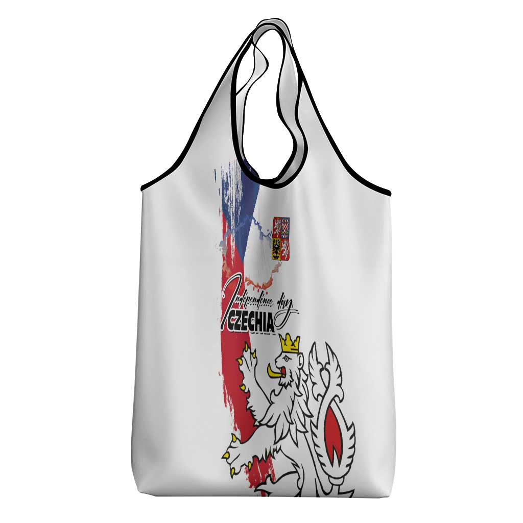 Czechia Independence Day Grocery Bag National Flag Brush Style and Bohemia Lion