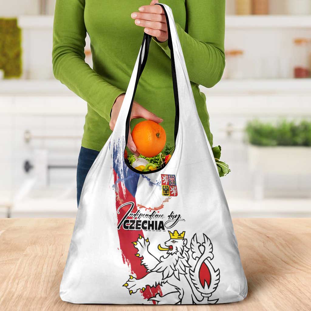 Czechia Independence Day Grocery Bag National Flag Brush Style and Bohemia Lion