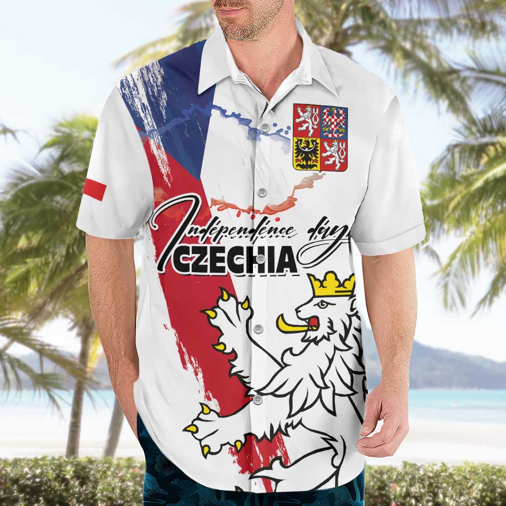 Czechia Independence Day Hawaiian Shirt National Flag Brush Style and Bohemia Lion