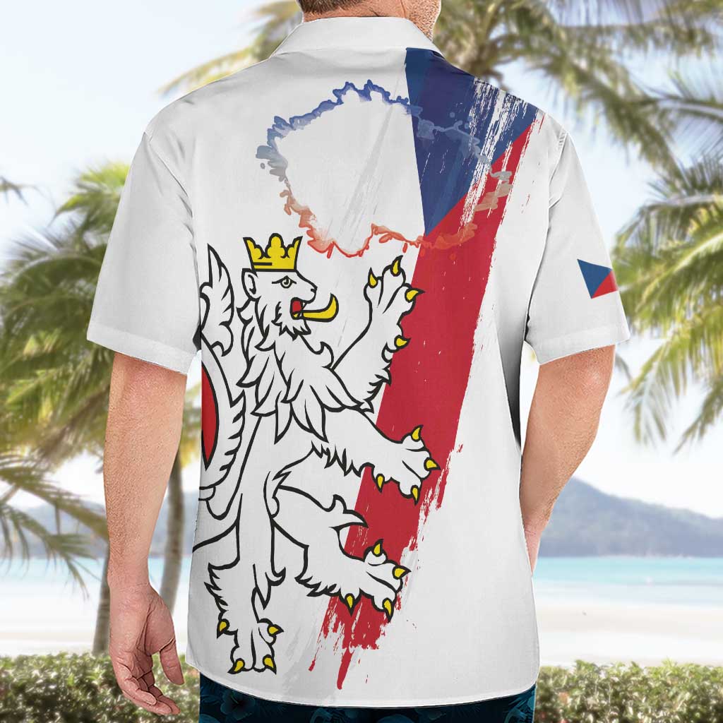 Czechia Independence Day Hawaiian Shirt National Flag Brush Style and Bohemia Lion