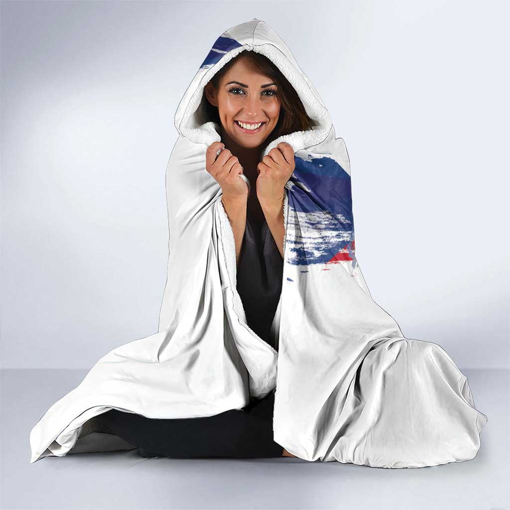 Czechia Independence Day Hooded Blanket National Flag Brush Style and Bohemia Lion