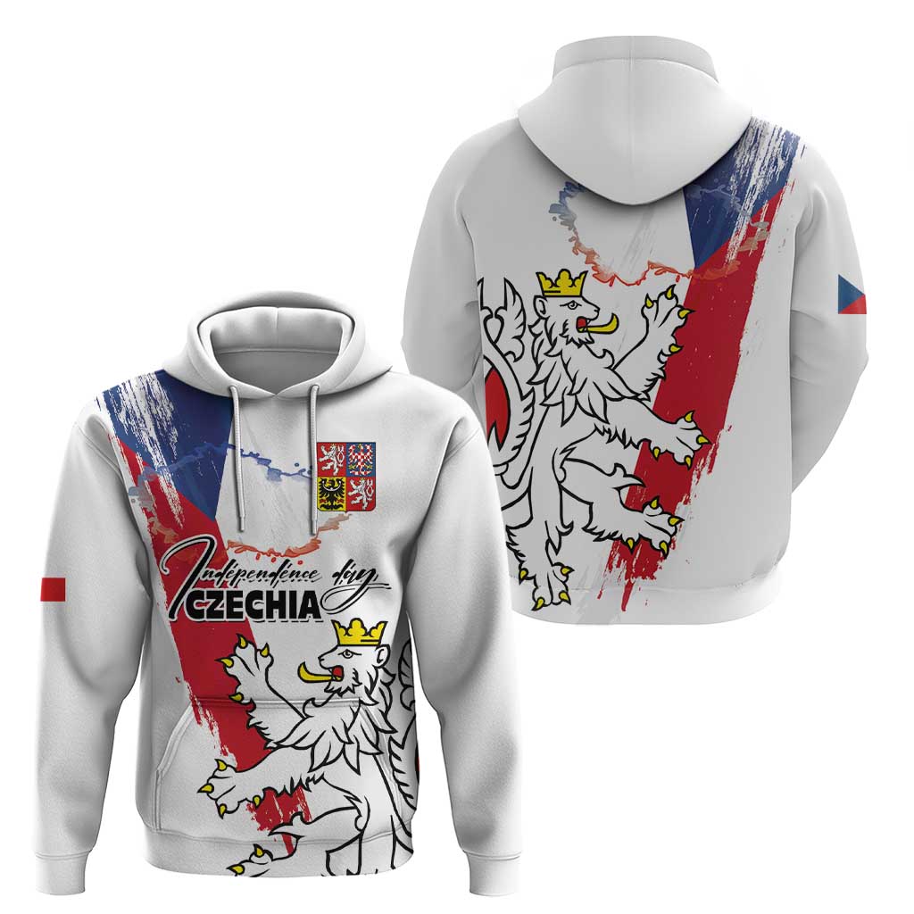 Czechia Independence Day Hoodie National Flag Brush Style and Bohemia Lion