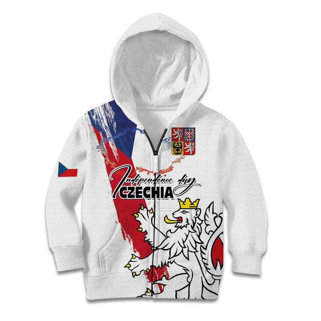 Czechia Independence Day Kid Hoodie National Flag Brush Style and Bohemia Lion