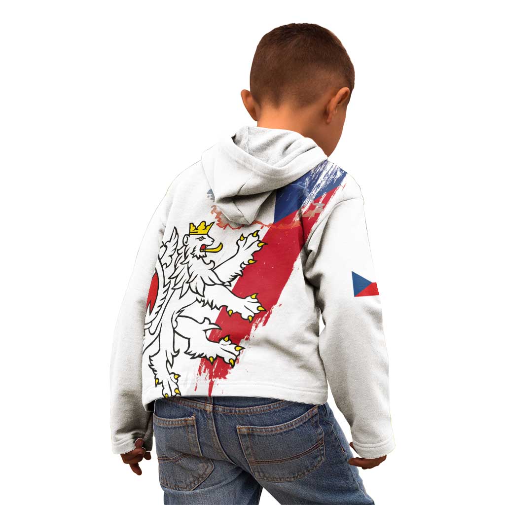 Czechia Independence Day Kid Hoodie National Flag Brush Style and Bohemia Lion