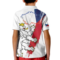 Czechia Independence Day Kid Polo Shirt National Flag Brush Style and Bohemia Lion