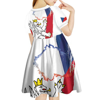 Czechia Independence Day Kid Short Sleeve Dress National Flag Brush Style and Bohemia Lion