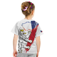Czechia Independence Day Kid T Shirt National Flag Brush Style and Bohemia Lion
