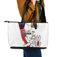 Czechia Independence Day Leather Tote Bag National Flag Brush Style and Bohemia Lion